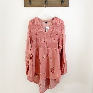 TORRID Dusty Coral Floral Smocked Hi-Lo Tunic 3X